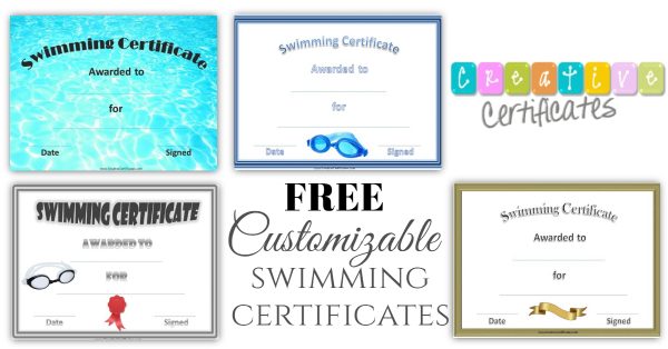 swimming certificate templates