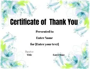 Thank you teacher certificate