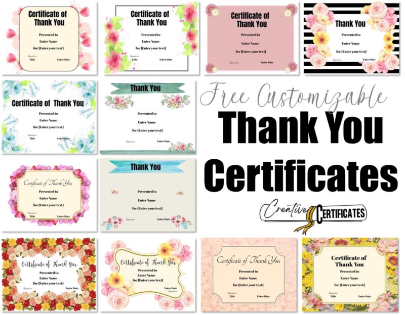 thank you certificates