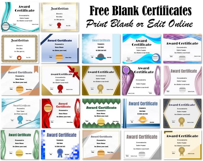 blank certificates