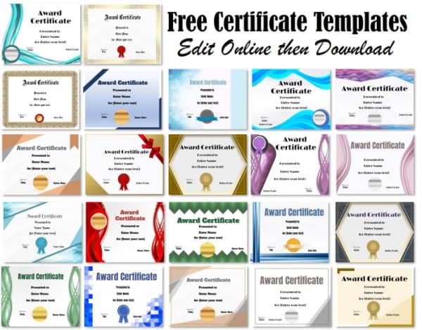 Free Certificate Templates | Edit Online &amp; Print at Home