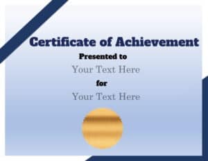 Sample lifetime achievement award certificate
