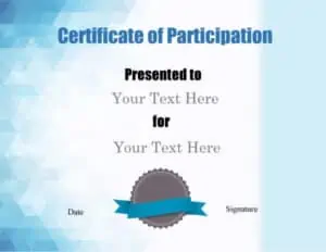 Certificate of Participation in shades of blue