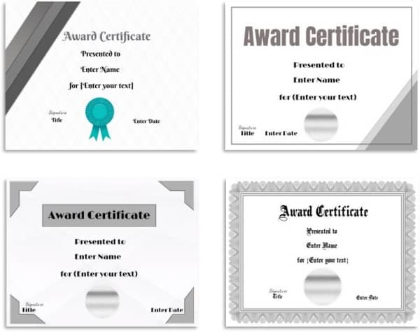 Certificate templates