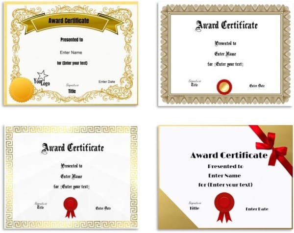 awards certificate template free