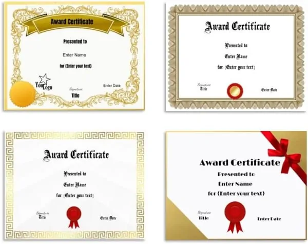 editable certificates