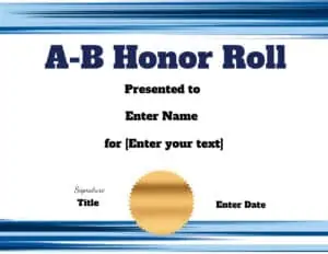 A-B Honor with blue border