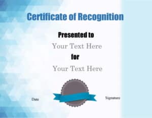 Recognition certificate