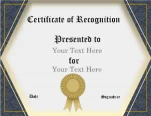 Recognition award template
