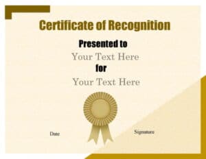 Certificate of Recognition sample