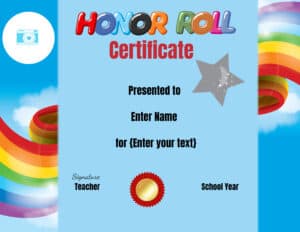 Colorful honor roll template