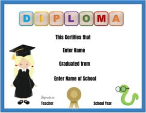 Graduation certificate for kids