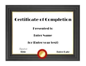 completion certificate