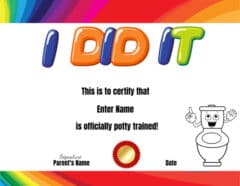Free Printable Potty Training Award Certificates | Instant Download