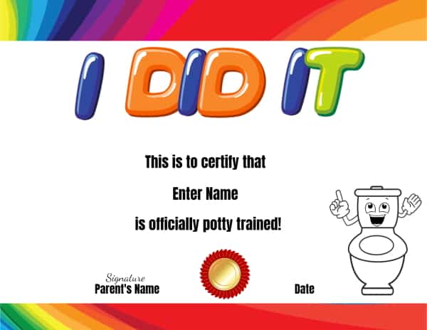 Printable Potty training awards