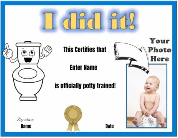 Potty training certificate