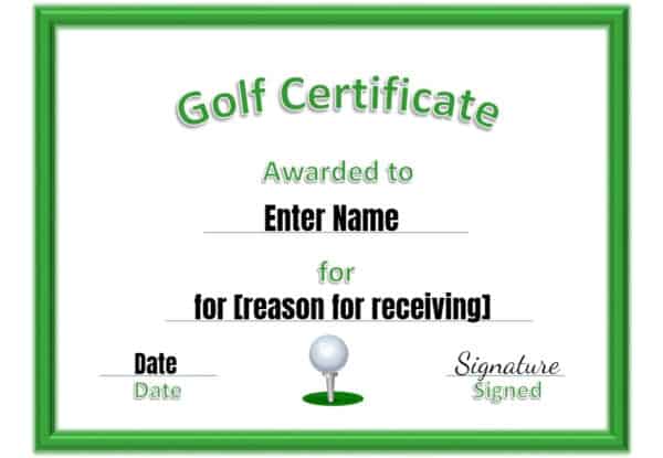 Golf award template