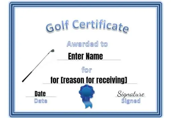 Golf Certificate template