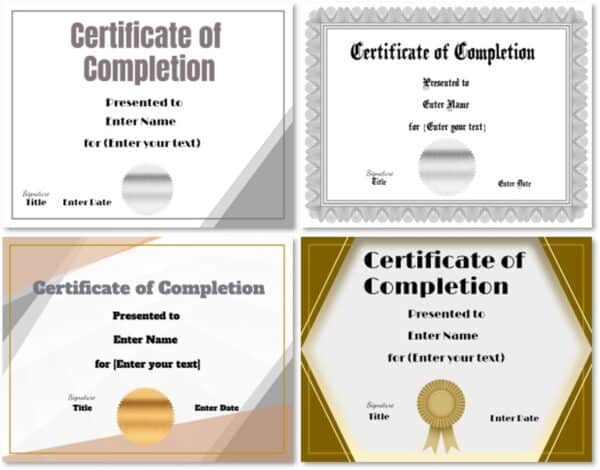 Certificates of completion