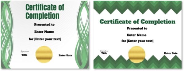 Completion Certificate templates