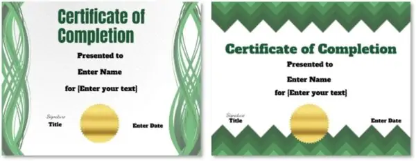 Completion Certificate templates