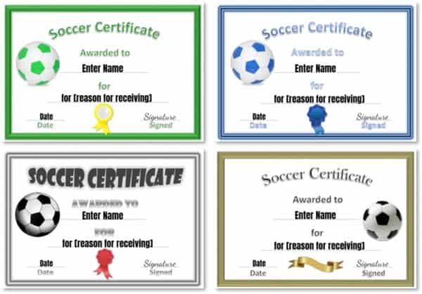 Soccer certificate templates