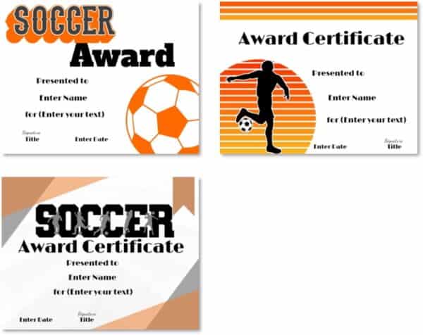 Soccer certificate printables