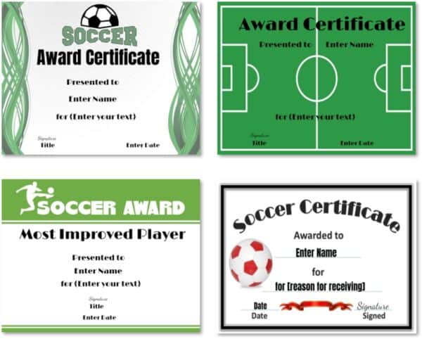 Soccer certificates