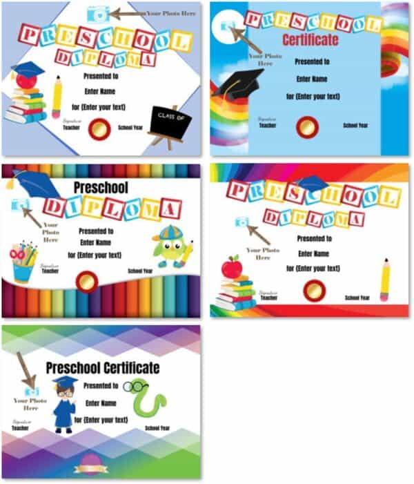 Preschool graduation certificates
