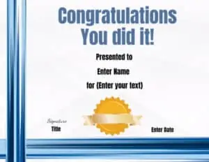 Congratulations you did it certificate