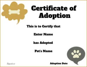 Animal certificate