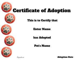 Pet birth certificate 