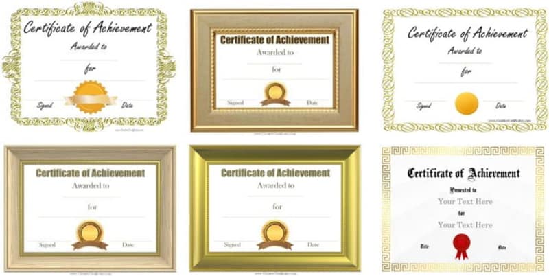 Certificates of Achievement