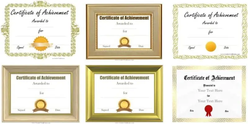 Certificates of Achievement