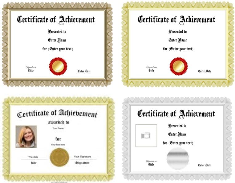 Certificates of Achievement