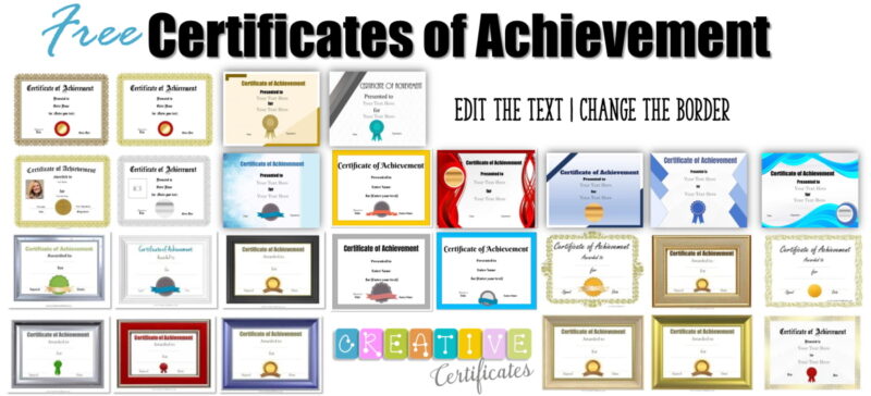 certificates of achievement that you can print on this site.