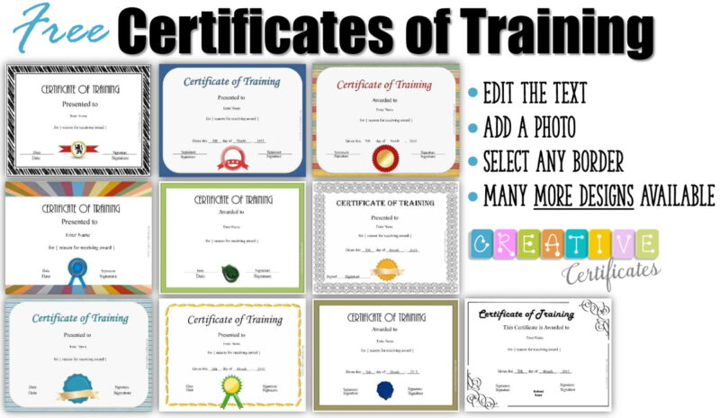 Free Certificate of Training Template - Customizable
