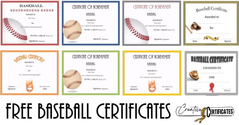 Free Editable Baseball Certificates Customize Online Print At Home